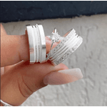 Par De Alianças Em Prata 950 + Anel Solitário