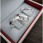 Par De Alianças Em Prata 950 + Anel Solitário
