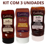 Kit com 3 Unid. de Geléia de Pimenta Uai - Sabores Alho, Cebola e Maracujá com Mostarda - Reserva da Canastra