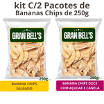 Kit C/ 2 pacotes de Banana Chips de 250g cada sabor Doce e Salgada Artesanal GRAN BELL'S