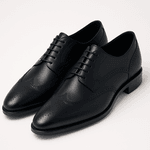 Sapato Social Trento - Derby em couro Preto- Sola de couro 