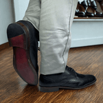 Sapato Social Trento - Derby em couro Preto- Sola de couro 