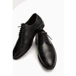 Sapato Social Trento - Derby em couro Preto- Sola de couro 