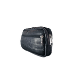 Necessaire Masculina de Couro Croco Preto