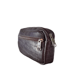 Necessaire Masculina de Couro Croco Marrom