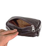 Necessaire Masculina de Couro Croco Marrom