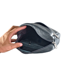 Necessaire Masculina de Couro Cinza