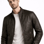 JAQUETA DE COURO MARROM ROAD GOLA PADRE RHOUKER