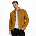 JAQUETA DE COURO CARAMELO ESTILO CAMISA RHOUKER