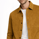 JAQUETA DE COURO CARAMELO ESTILO CAMISA RHOUKER