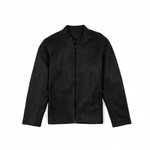 JAQUETA DE COURO PRETO CLÁSSICA GOLA PADRE RHOUKER