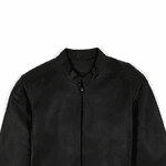 JAQUETA DE COURO PRETO CLÁSSICA GOLA PADRE RHOUKER