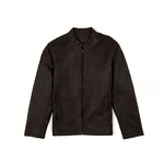 JAQUETA DE COURO CAFÉ CLÁSSICA GOLA PADRE RHOUKER