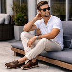 Mocassim Driver Masculino Mouro em Couro Casual Slip On