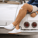 Mocassim Driver Masculino Branco em Couro Casual Slip On
