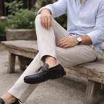 Mocassim Drive Masculino Couro Preto Corda 