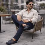 Mocassim Drive Masculino Couro Preto Corda 