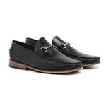 Mocassim Argentino Masculino Couro Preto Metal