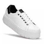 Tênis Feminino Solado Plataforma Branco e Preto KCShoes