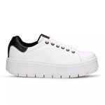 Tênis Feminino Solado Plataforma Branco e Preto KCShoes