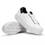 Tênis Feminino Solado Plataforma Branco e Preto KCShoes