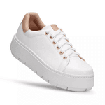 Tênis Feminino Solado Plataforma Branco e Rosê KCShoes