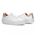 Tênis Feminino Solado Plataforma Branco e Rosê KCShoes