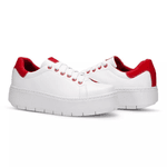 Tênis Feminino Solado Plataforma Branco e Vermelho KCShoes