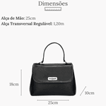 Bolsa Feminina Couro Legitimo Clucth Alça de Mão e Transversal Off White com Metais Dourados
