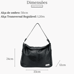 Bolsa Feminina Couro Legitimo Sacola Hobo Média Azul