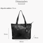 Bolsa Feminina Couro Legitimo Sacola Grande Preta
