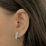 Argola Coraçao M Três Fileiras Zirconia Prata 925