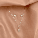 Conjunto Solitario 6mm Zirconia Cristal Prata 925