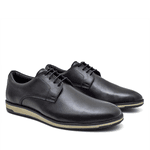 Sapato Oxford Clássico Masculino Couro Legítimo Preto Liso