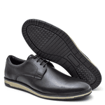 Sapato Oxford Clássico Masculino Couro Legítimo Preto Liso