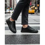 Tênis Masculino Casual Couro Legítimo Rio Allblack