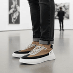 Tênis Masculino Casual Couro Legítimo Hollywood Taupe