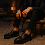 Sapato Masculino Couro Legítimo Sola Alta 6cm Everest AllBlack