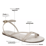 Sandália Rasteira Off White Gabi Tiras Couro