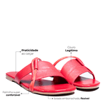 Sandália Rasteira Vermelho Morango Couro Verniz