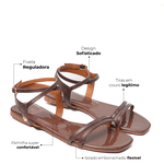 Sandália Rasteira Marrom Nice Couro