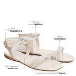 Sandália Rasteira Off White Nice Couro