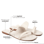Sandália Rasteira Off White Nanda Couro