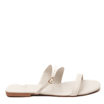 Sandália Rasteira Off White Couro