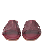 Sandália Rasteira Vinho Couro