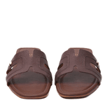 Sandália Rasteira Marrom Couro