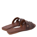 Sandália Rasteira Marrom Couro