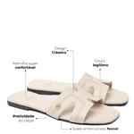 Sandália Rasteira Off White Couro