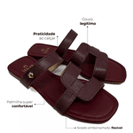 Sandália Rasteira Vinho Mila Couro