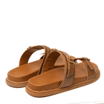 Sandália Papete Off White Caramelo Couro